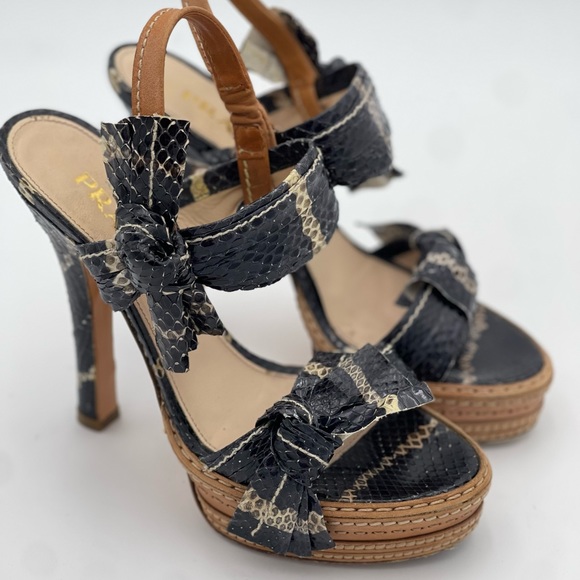 PRADA Fantasy Python Platform Heels Nero + Naturale Size 36.5 - Picture 3 of 9